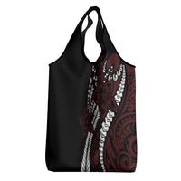 Polynesian Plumeria Floral Tattoo Pattern Grocery Bag Oxblood Style LT9 - Polynesian Pride