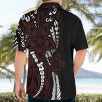Polynesian Plumeria Floral Tattoo Pattern Hawaiian Shirt Oxblood Style LT9 - Polynesian Pride