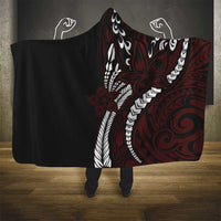 Polynesian Plumeria Floral Tattoo Pattern Hooded Blanket Oxblood Style LT9 - Polynesian Pride