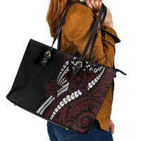 Polynesian Plumeria Floral Tattoo Pattern Leather Tote Bag Oxblood Style LT9 - Polynesian Pride