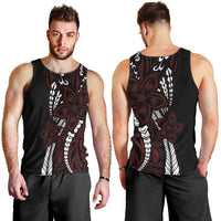 Polynesian Plumeria Floral Tattoo Pattern Men Tank Top Oxblood Style LT9 - Polynesian Pride