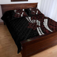 Polynesian Plumeria Floral Tattoo Pattern Quilt Bed Set Oxblood Style LT9 - Polynesian Pride