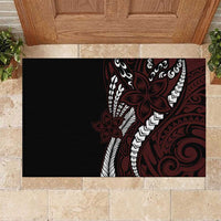 Polynesian Plumeria Floral Tattoo Pattern Rubber Doormat Oxblood Style LT9 Oxblood - Polynesian Pride