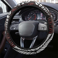 Polynesian Plumeria Floral Tattoo Pattern Steering Wheel Cover Oxblood Style LT9 - Polynesian Pride