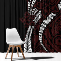 Polynesian Plumeria Floral Tattoo Pattern Window Curtain Oxblood Style LT9 - Polynesian Pride