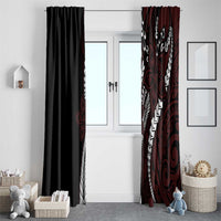 Polynesian Plumeria Floral Tattoo Pattern Window Curtain Oxblood Style LT9 - Polynesian Pride
