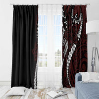 Polynesian Plumeria Floral Tattoo Pattern Window Curtain Oxblood Style LT9 - Polynesian Pride