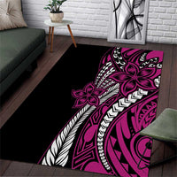 Polynesian Plumeria Floral Tattoo Pattern Area Rug Pink Style