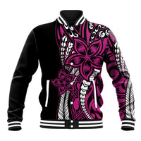 Polynesian Plumeria Floral Tattoo Pattern Baseball Jacket Pink Style LT9 Unisex Pink - Polynesian Pride