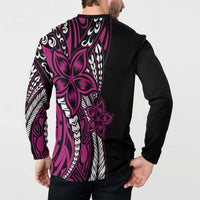 Polynesian Plumeria Floral Tattoo Pattern Button Sweatshirt Pink Style LT9 - Polynesian Pride