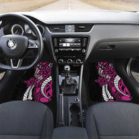 Polynesian Plumeria Floral Tattoo Pattern Car Mats Pink Style LT9 Set 2pcs - Front Pink - Polynesian Pride