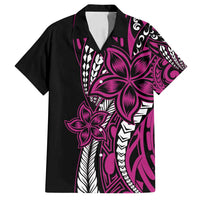 Polynesian Plumeria Floral Tattoo Pattern Family Matching Off Shoulder Maxi Dress and Hawaiian Shirt Pink Style LT9 Dad's Shirt - Short Sleeve Pink - Polynesian Pride