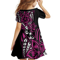 Polynesian Plumeria Floral Tattoo Pattern Family Matching Short Sleeve Bodycon Dress and Hawaiian Shirt Pink Style LT9 - Polynesian Pride