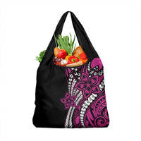 Polynesian Plumeria Floral Tattoo Pattern Grocery Bag Pink Style LT9 1-pack One Size Pink - Polynesian Pride