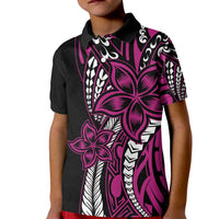 Polynesian Plumeria Floral Tattoo Pattern Kid Polo Shirt Pink Style