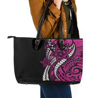 Polynesian Plumeria Floral Tattoo Pattern Leather Tote Bag Pink Style LT9 - Polynesian Pride