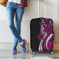 Polynesian Plumeria Floral Tattoo Pattern Luggage Cover Pink Style