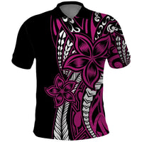 Polynesian Plumeria Floral Tattoo Pattern Polo Shirt Pink Style