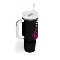 Polynesian Plumeria Floral Tattoo Pattern Tumbler With Handle Pink Style LT9 - Polynesian Pride