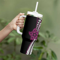 Polynesian Plumeria Floral Tattoo Pattern Tumbler With Handle Pink Style LT9 - Polynesian Pride