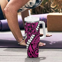Polynesian Plumeria Floral Tattoo Pattern Tumbler With Handle Pink Style LT9 - Polynesian Pride