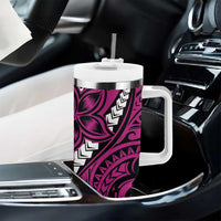 Polynesian Plumeria Floral Tattoo Pattern Tumbler With Handle Pink Style LT9 - Polynesian Pride