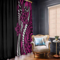Polynesian Plumeria Floral Tattoo Pattern Window Curtain Pink Style LT9 - Polynesian Pride