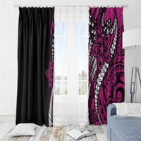 Polynesian Plumeria Floral Tattoo Pattern Window Curtain Pink Style LT9 - Polynesian Pride