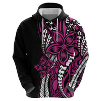 Polynesian Plumeria Floral Tattoo Pattern Zip Hoodie Pink Style