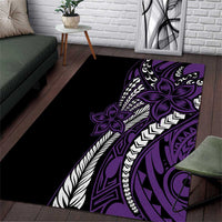 Polynesian Plumeria Floral Tattoo Pattern Area Rug Purple Style