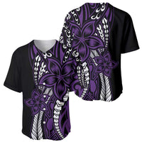 Polynesian Plumeria Floral Tattoo Pattern Baseball Jersey Purple Style