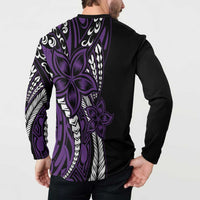 Polynesian Plumeria Floral Tattoo Pattern Button Sweatshirt Purple Style LT9 - Polynesian Pride