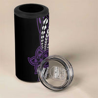 Polynesian Plumeria Floral Tattoo Pattern 4 in 1 Can Cooler Tumbler Purple Style LT9 - Polynesian Pride