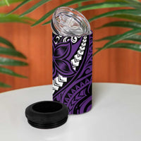 Polynesian Plumeria Floral Tattoo Pattern 4 in 1 Can Cooler Tumbler Purple Style LT9 - Polynesian Pride