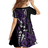 Polynesian Plumeria Floral Tattoo Pattern Family Matching Mermaid Dress and Hawaiian Shirt Purple Style