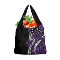 Polynesian Plumeria Floral Tattoo Pattern Grocery Bag Purple Style LT9 1-pack One Size Purple - Polynesian Pride