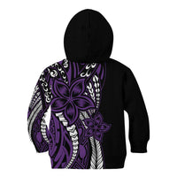 Polynesian Plumeria Floral Tattoo Pattern Kid Hoodie Purple Style