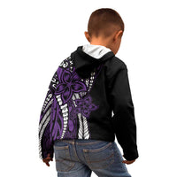 Polynesian Plumeria Floral Tattoo Pattern Kid Hoodie Purple Style