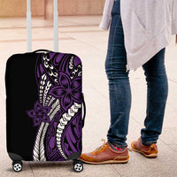 Polynesian Plumeria Floral Tattoo Pattern Luggage Cover Purple Style