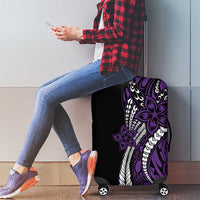 Polynesian Plumeria Floral Tattoo Pattern Luggage Cover Purple Style