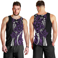 Polynesian Plumeria Floral Tattoo Pattern Men Tank Top Purple Style LT9 - Polynesian Pride
