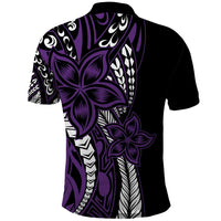 Polynesian Plumeria Floral Tattoo Pattern Polo Shirt Purple Style