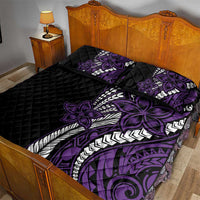 Polynesian Plumeria Floral Tattoo Pattern Quilt Bed Set Purple Style LT9 - Polynesian Pride
