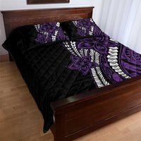 Polynesian Plumeria Floral Tattoo Pattern Quilt Bed Set Purple Style LT9 - Polynesian Pride