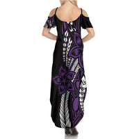 Polynesian Plumeria Floral Tattoo Pattern Summer Maxi Dress Purple Style LT9 - Polynesian Pride