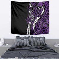 Polynesian Plumeria Floral Tattoo Pattern Tapestry Purple Style