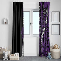 Polynesian Plumeria Floral Tattoo Pattern Window Curtain Purple Style LT9 - Polynesian Pride