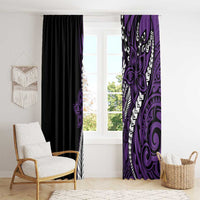 Polynesian Plumeria Floral Tattoo Pattern Window Curtain Purple Style LT9 - Polynesian Pride