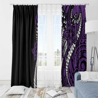 Polynesian Plumeria Floral Tattoo Pattern Window Curtain Purple Style LT9 - Polynesian Pride
