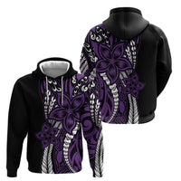 Polynesian Plumeria Floral Tattoo Pattern Zip Hoodie Purple Style